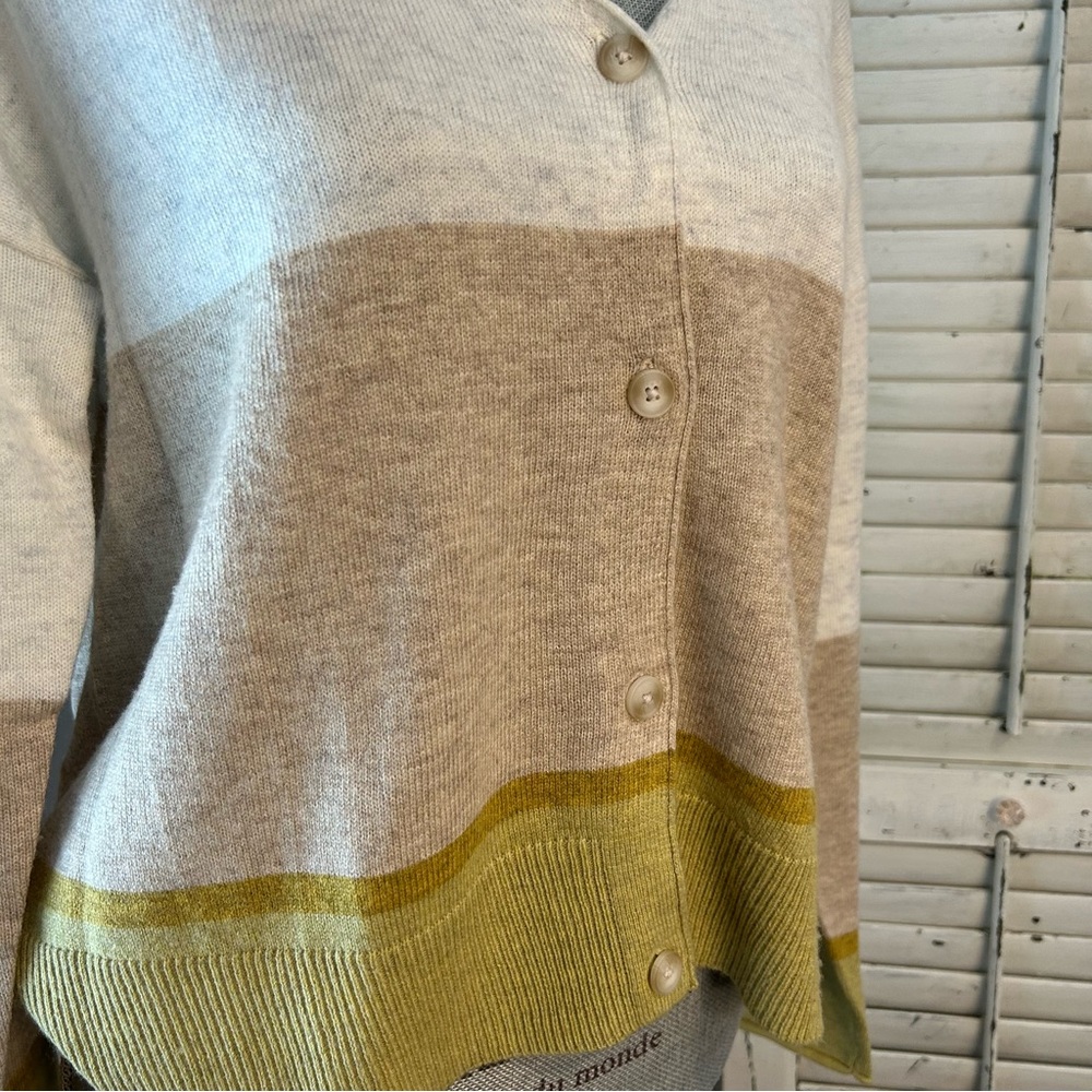 REITMAN’S Cashmere Blend colour block V-neck Button Up Cardigan cottagecore - Picture 2 of 6